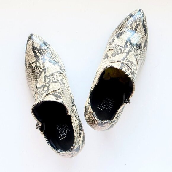 Franco Sarto Snakeskin Embossed Leather Heeled Ankle Boots Booties Size 8 - Picture 13 of 16